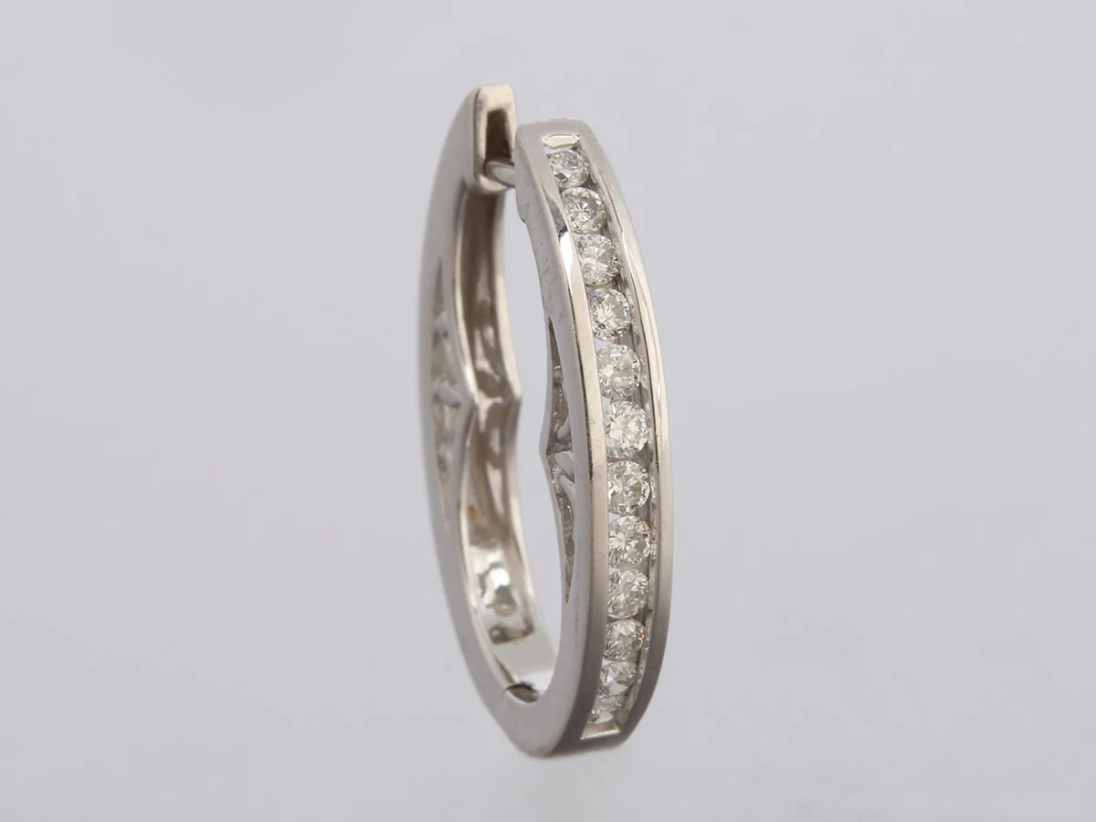 14K White Gold 0.50-Carat Diamond Oval Hoops - Image 2