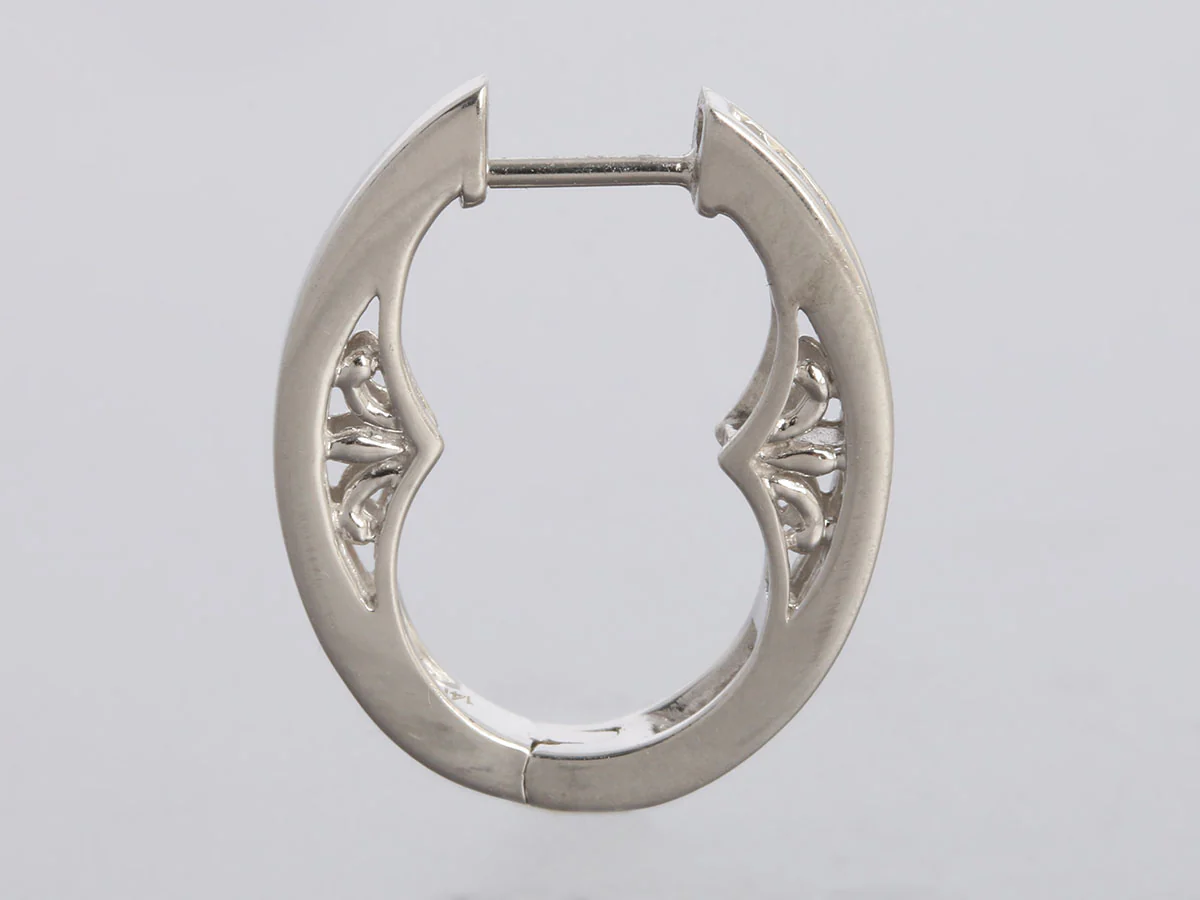 14K White Gold 0.50-Carat Diamond Oval Hoops - Image 3