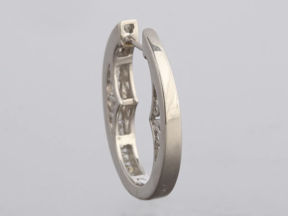 14K White Gold 0.50-Carat Diamond Oval Hoops - Image 4