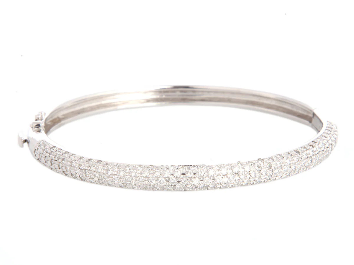 14K White Gold 1.88-Carat Diamond Bangle