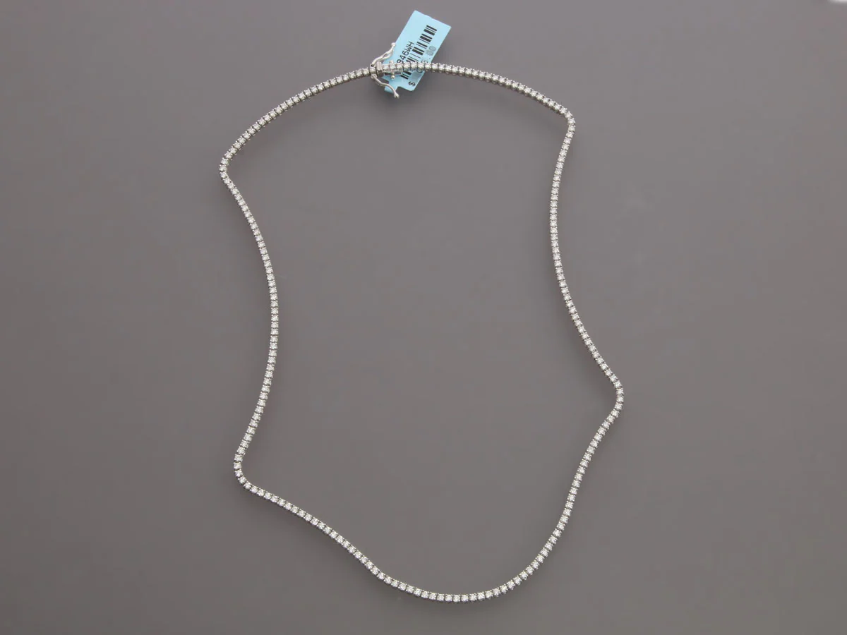 14K White Gold 3.87-Carat Diamond Eternity Necklace - Image 4