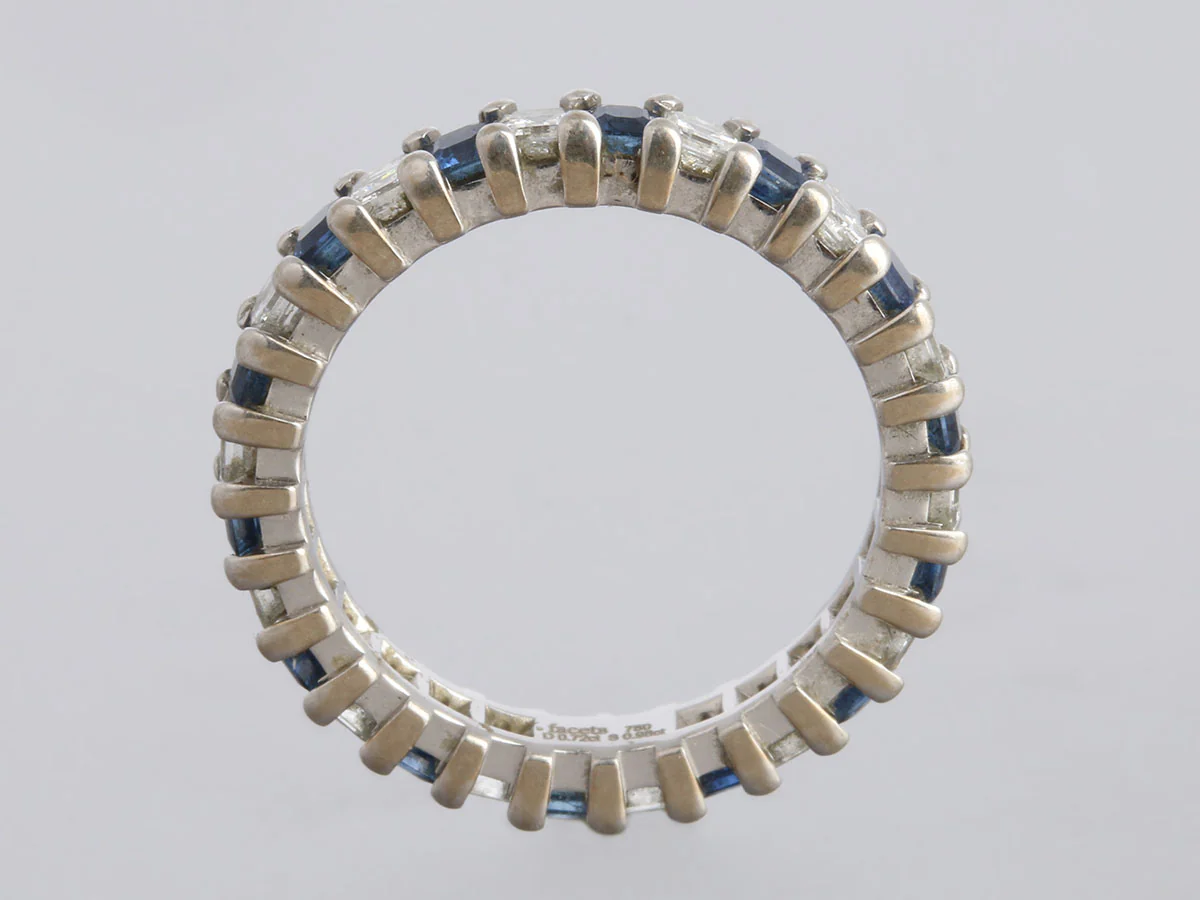 18K White Gold 1.68-Carat Diamond and Sapphire Eternity Band - Image 4