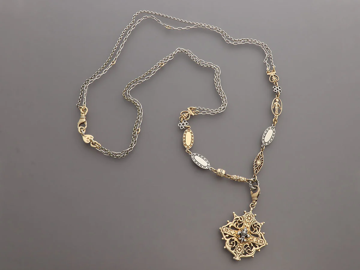 Alana Leigh Two-Tone Long Pendant Necklace - Image 5