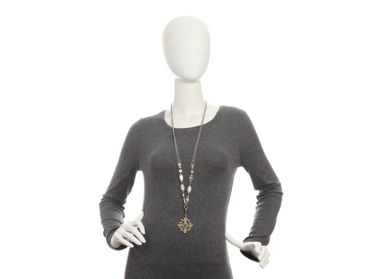 Alana Leigh Two-Tone Long Pendant Necklace - Image 6