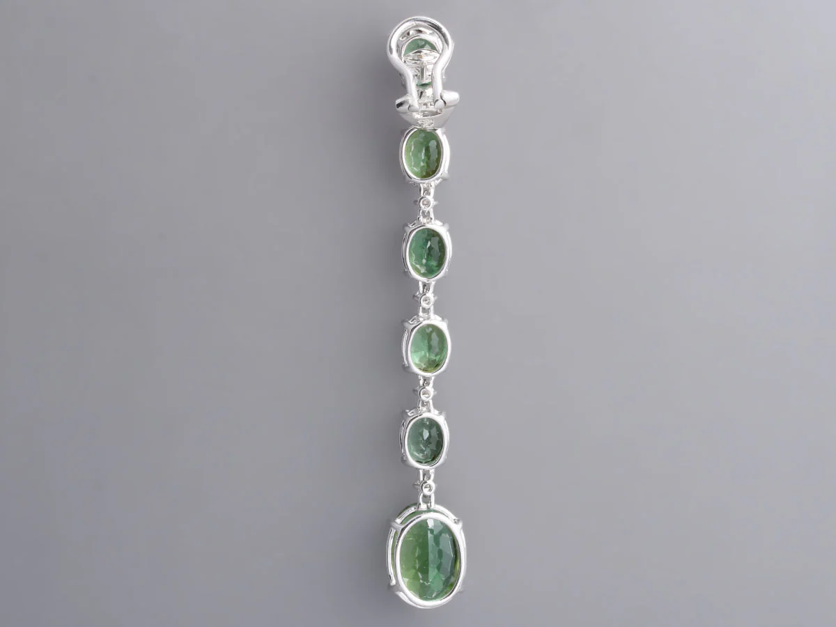 Antonini Milano 18K White Gold Tourmaline Diamond Pierced Drop Earrings - Image 4
