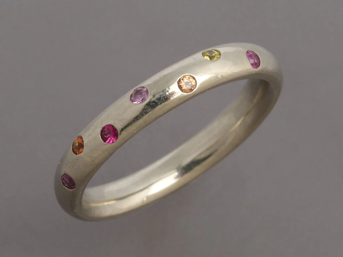 Anne Sportun 14K White Gold Multicolor Sapphire Ring - Image 2