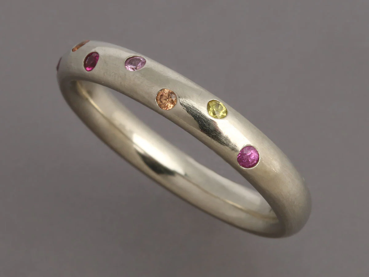 Anne Sportun 14K White Gold Multicolor Sapphire Ring - Image 4