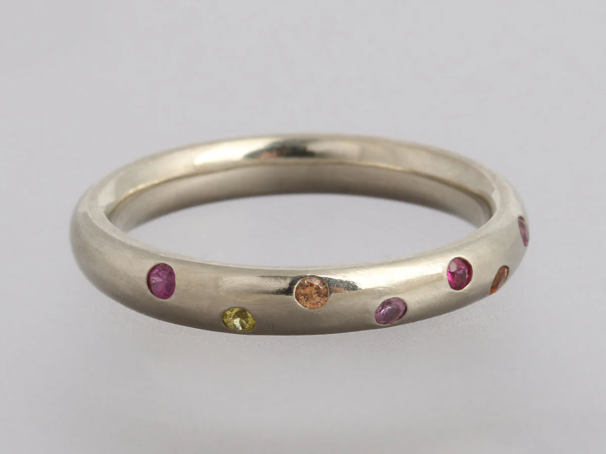 Anne Sportun 14K White Gold Multicolor Sapphire Ring - Image 5