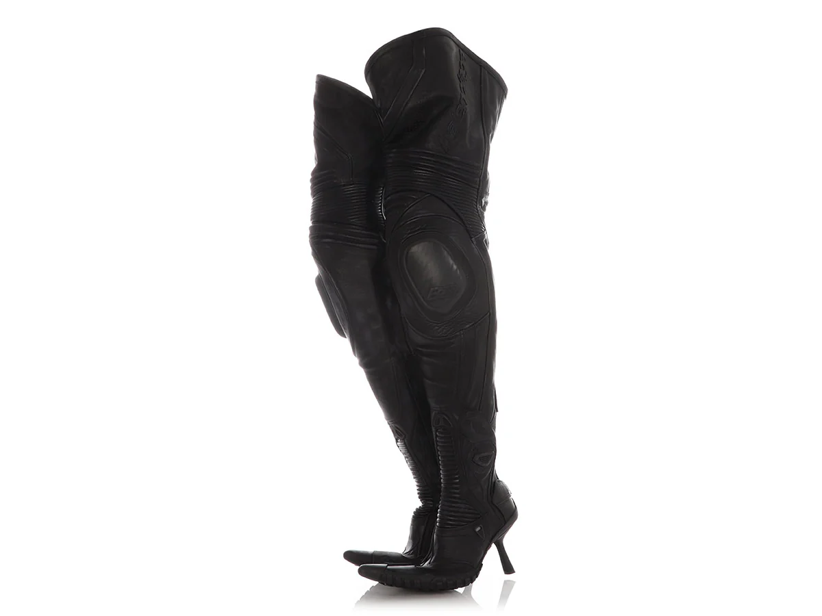Balenciaga Black Runway Over the Knee Motocross Heel Boots - Image 3