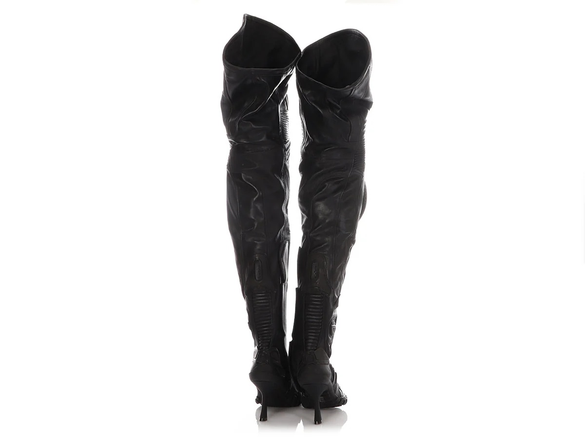 Balenciaga Black Runway Over the Knee Motocross Heel Boots - Image 4