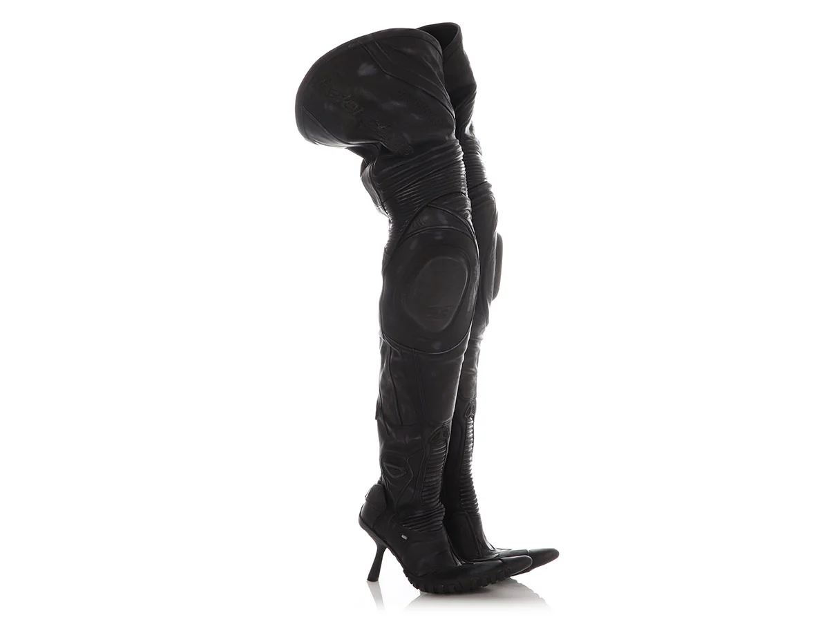 Balenciaga Black Runway Over the Knee Motocross Heel Boots - Image 5