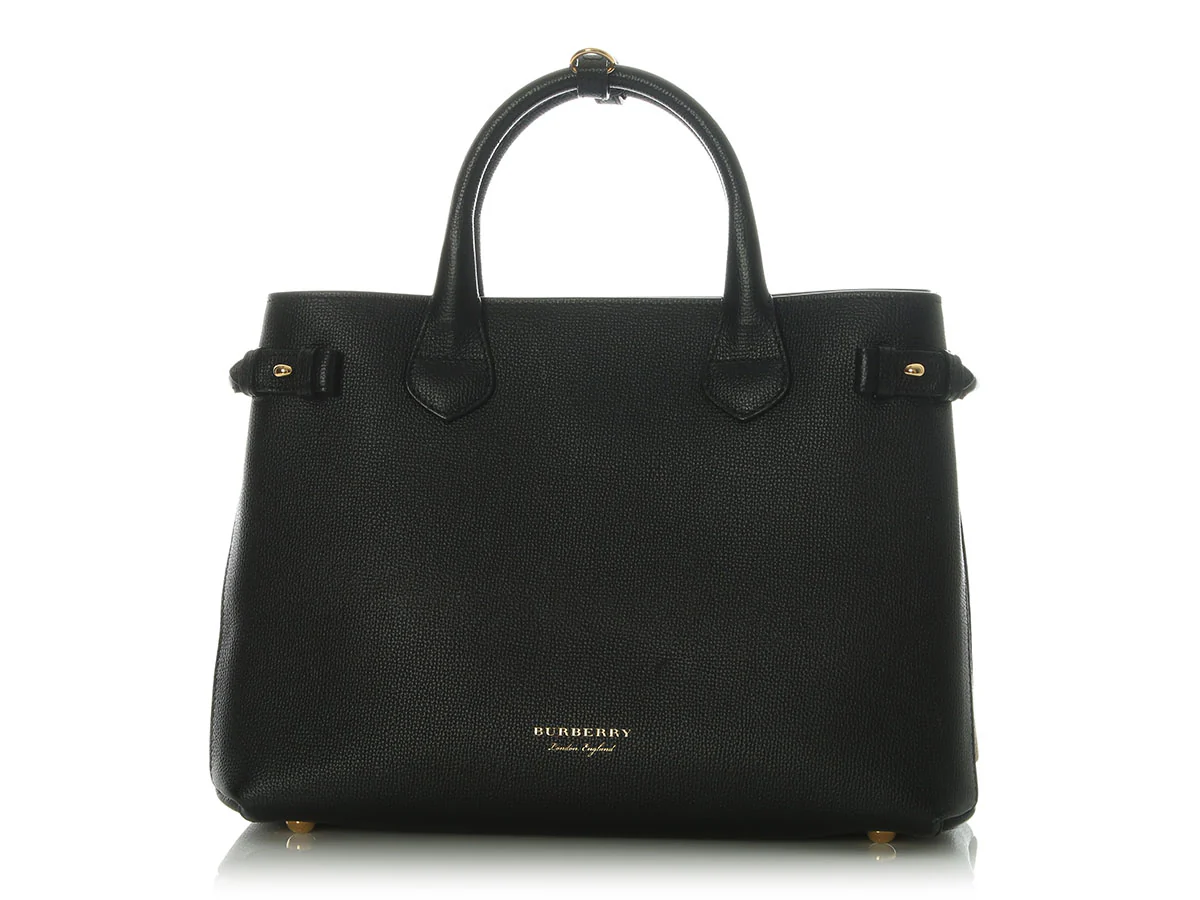 Burberry Medium Black Pebbled Leather Banner Tote - Image 2