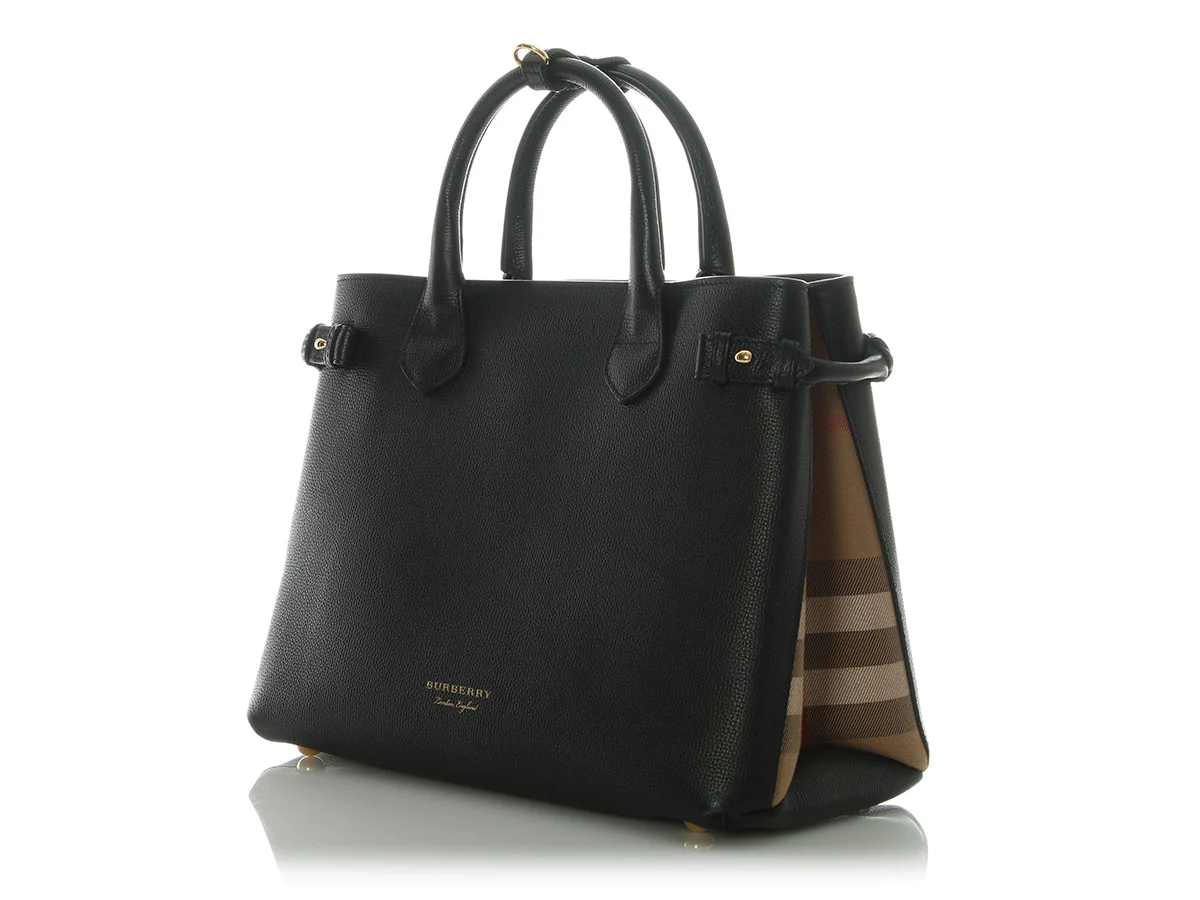 Burberry Medium Black Pebbled Leather Banner Tote - Image 3