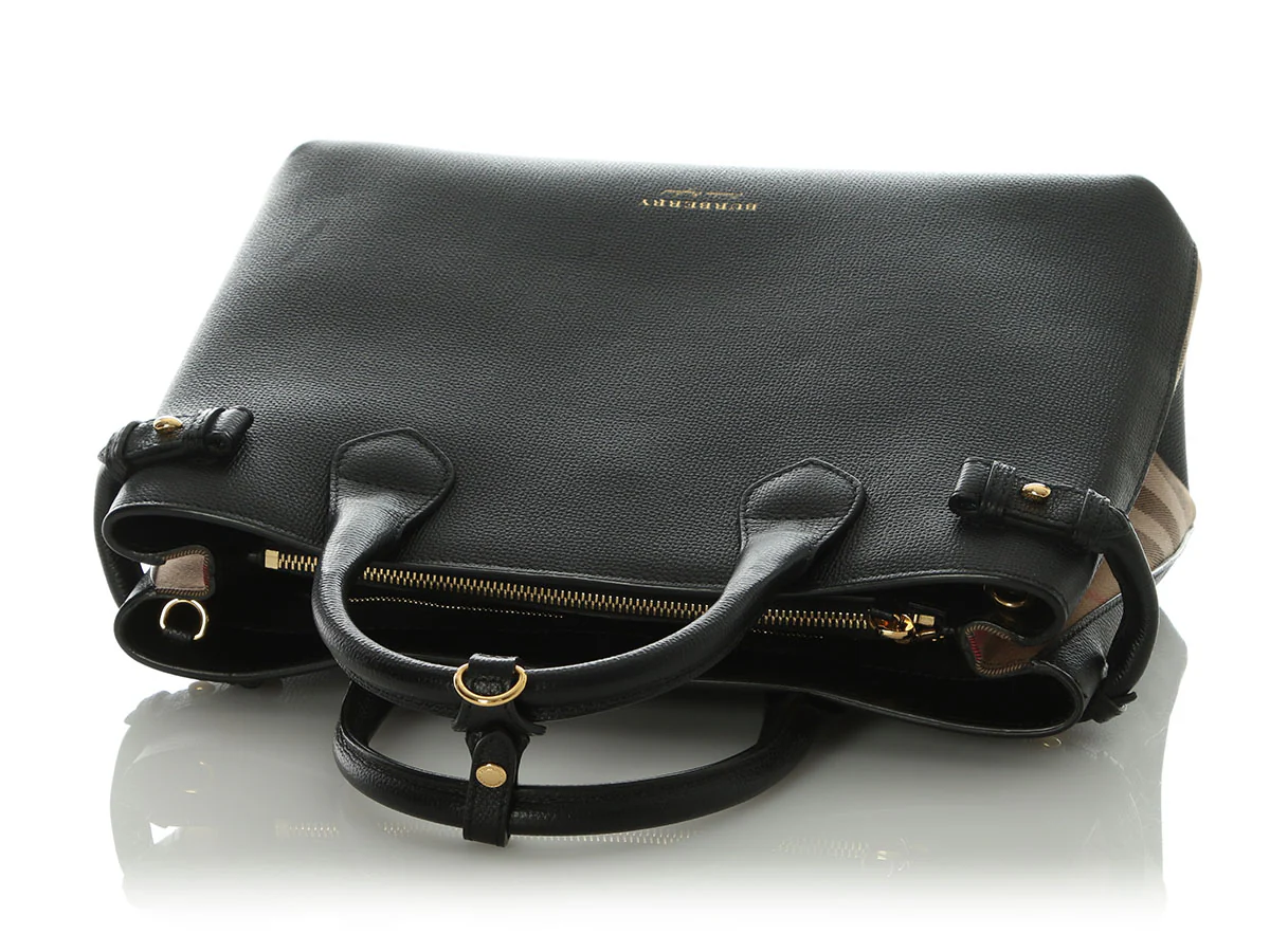 Burberry Medium Black Pebbled Leather Banner Tote - Image 7