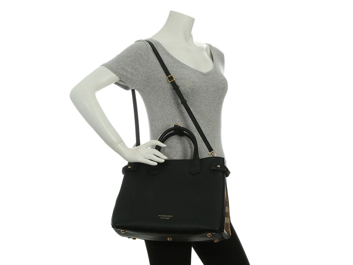Burberry Medium Black Pebbled Leather Banner Tote - Image 9