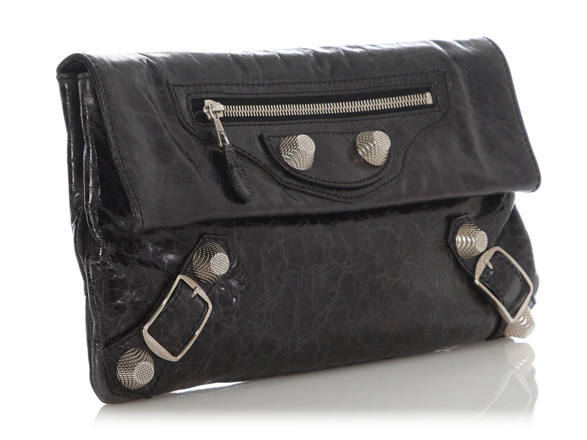 Balenciaga Black Agneau Giant 21 Envelope Clutch - Image 5