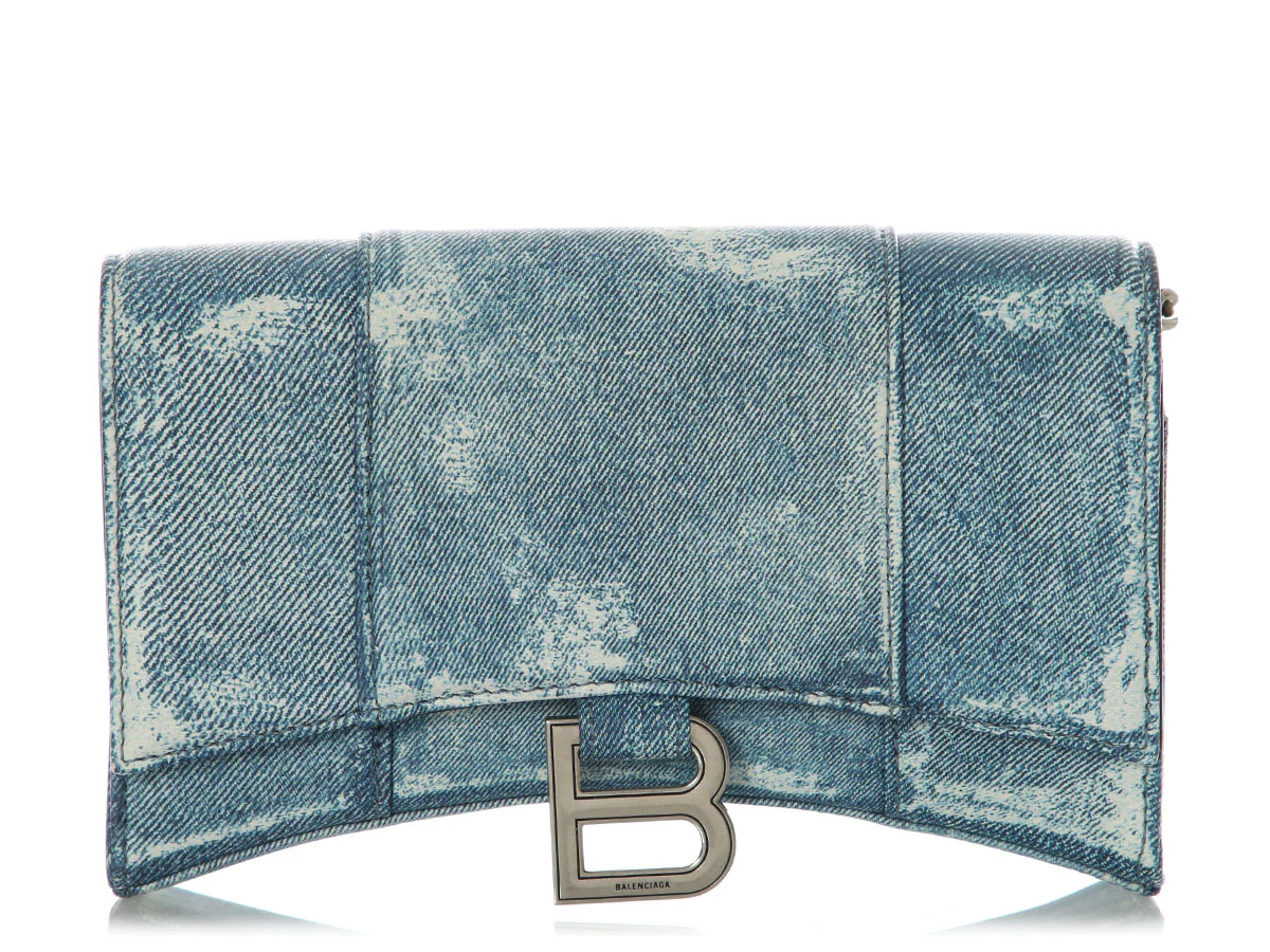 Balenciaga Denim Hourglass Wallet on Chain