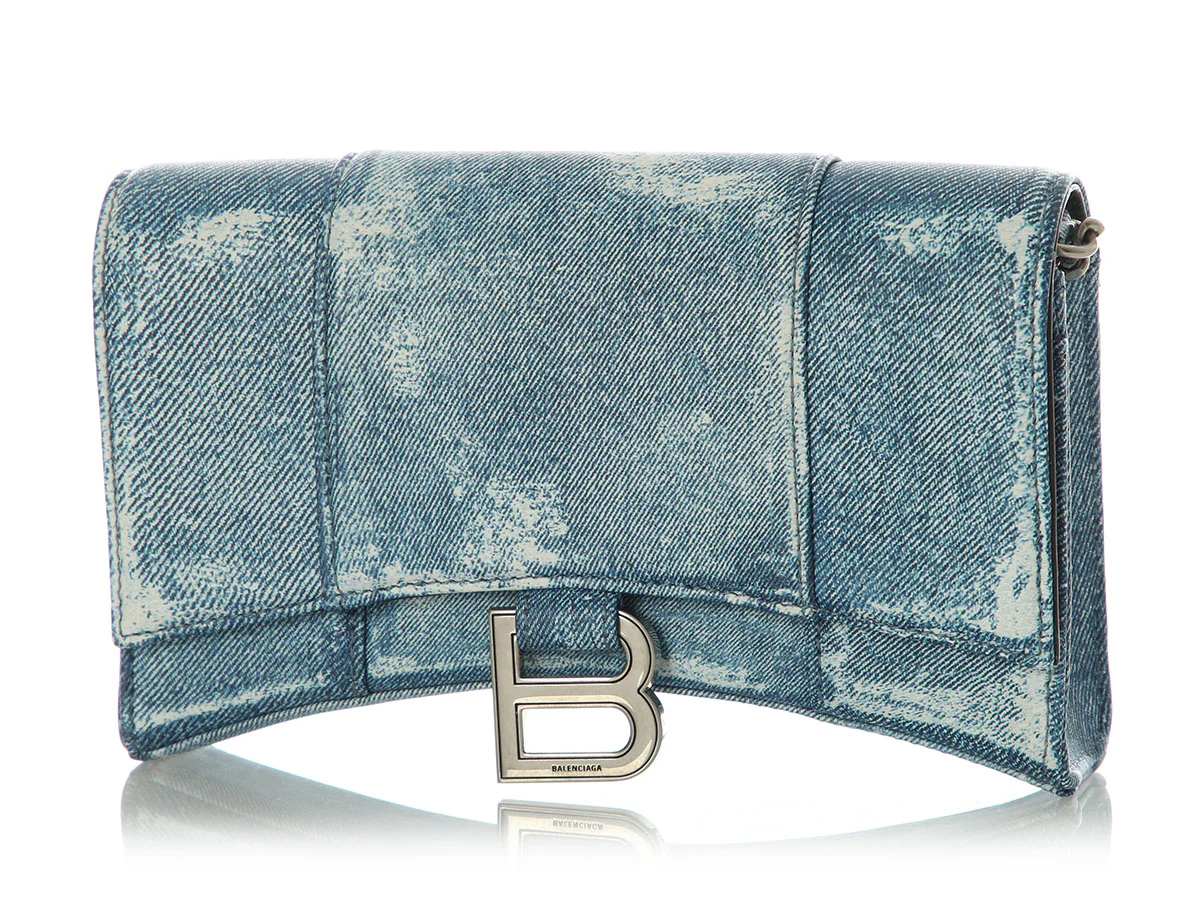 Balenciaga Denim Hourglass Wallet on Chain - Image 2