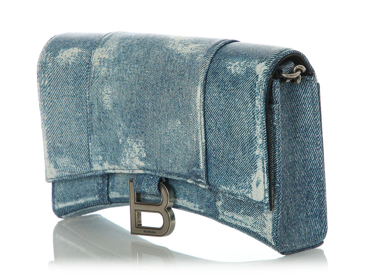 Balenciaga Denim Hourglass Wallet on Chain - Image 3