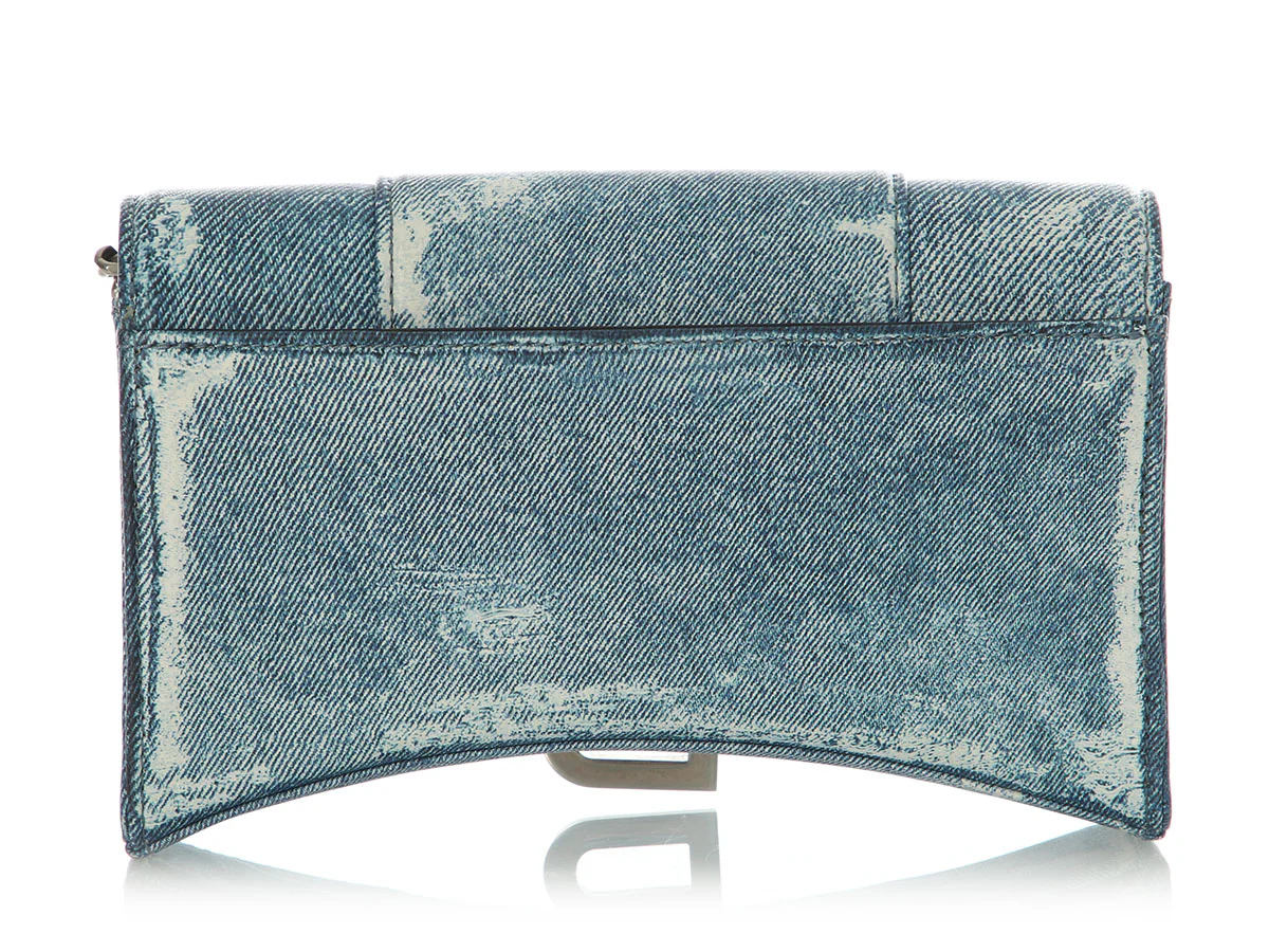Balenciaga Denim Hourglass Wallet on Chain - Image 4