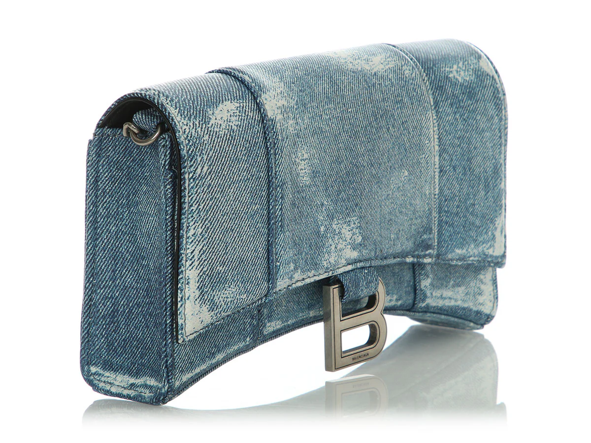Balenciaga Denim Hourglass Wallet on Chain - Image 5