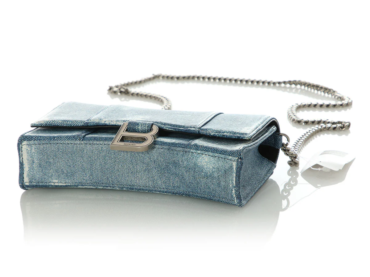 Balenciaga Denim Hourglass Wallet on Chain - Image 6