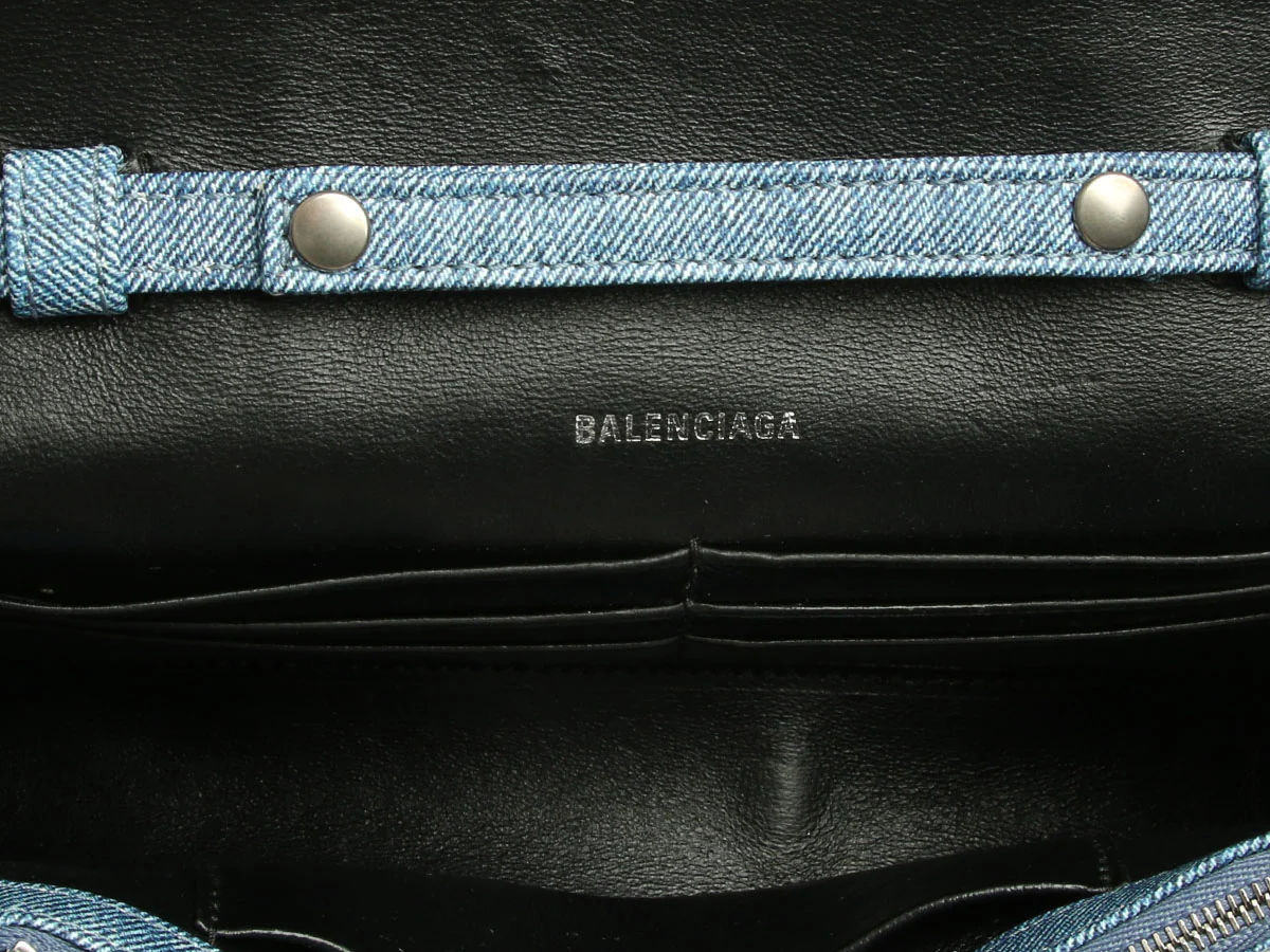 Balenciaga Denim Hourglass Wallet on Chain - Image 8