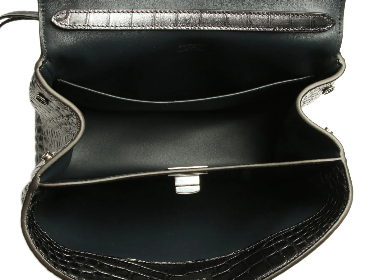 Balenciaga Mini Gunmetal Croc-Embossed Rodeo - Image 9