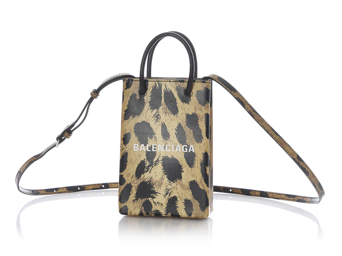 Balenciaga Leopard Print Smooth Calfskin Shipping Phone Bag - Image 2