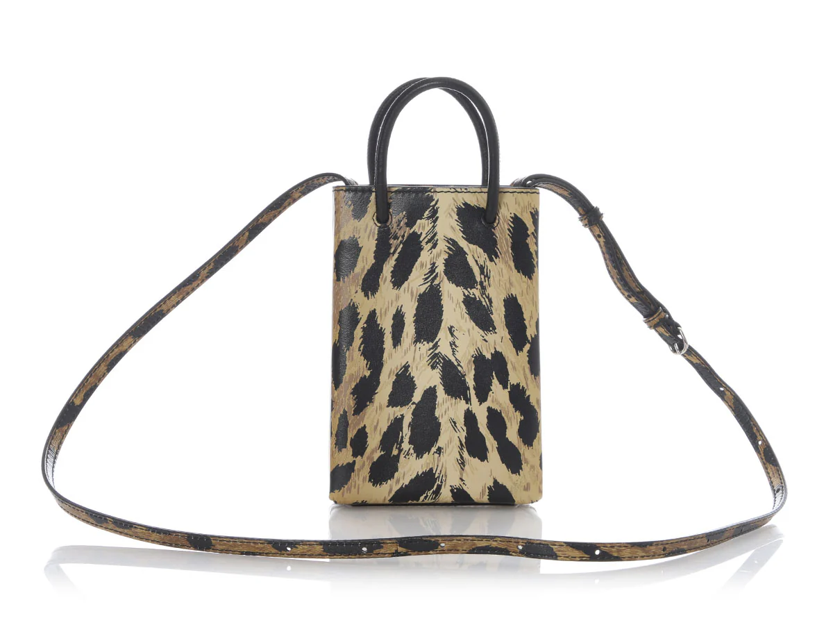 Balenciaga Leopard Print Smooth Calfskin Shipping Phone Bag - Image 4