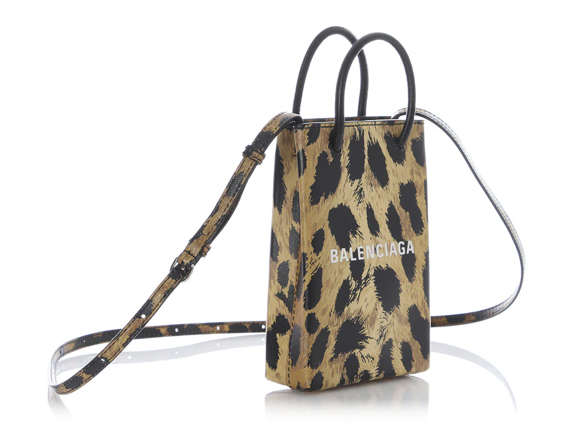 Balenciaga Leopard Print Smooth Calfskin Shipping Phone Bag - Image 5