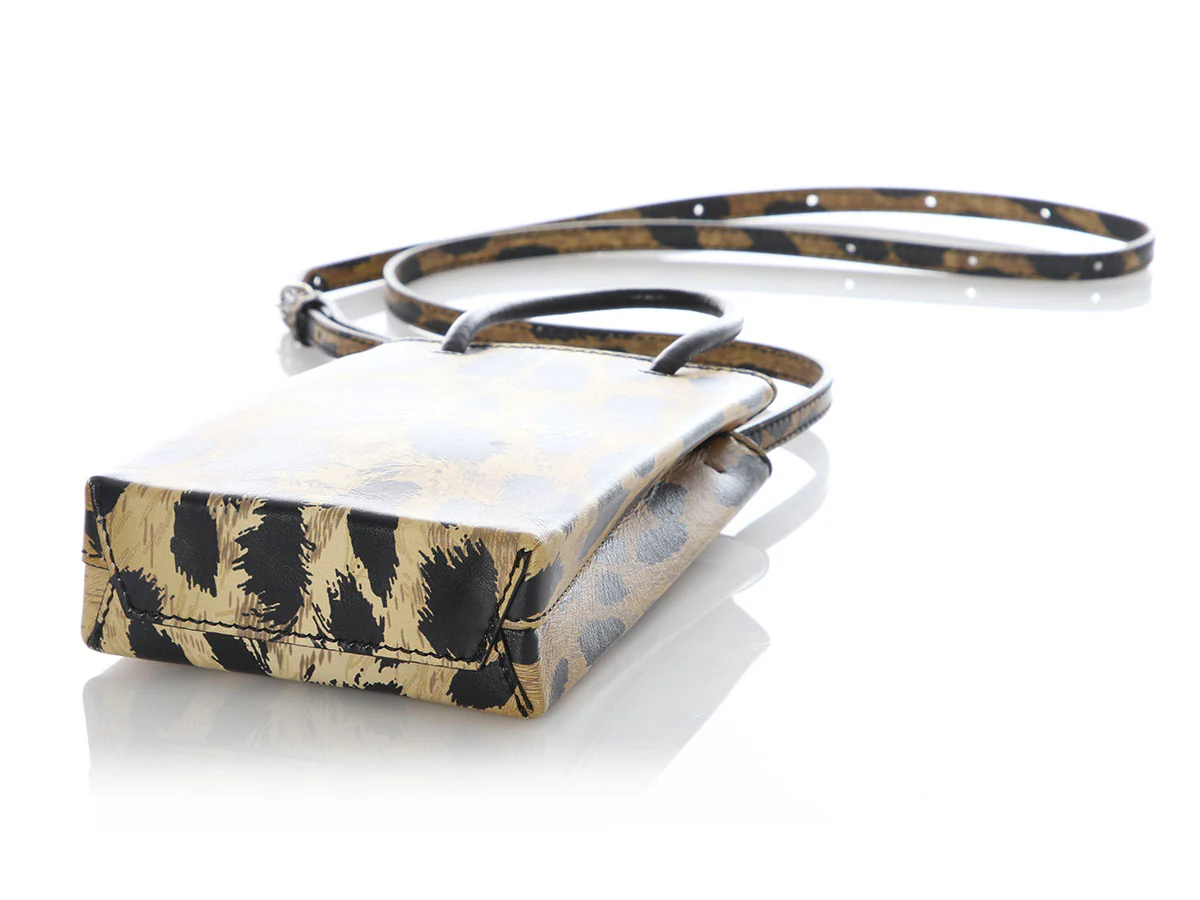 Balenciaga Leopard Print Smooth Calfskin Shipping Phone Bag - Image 6