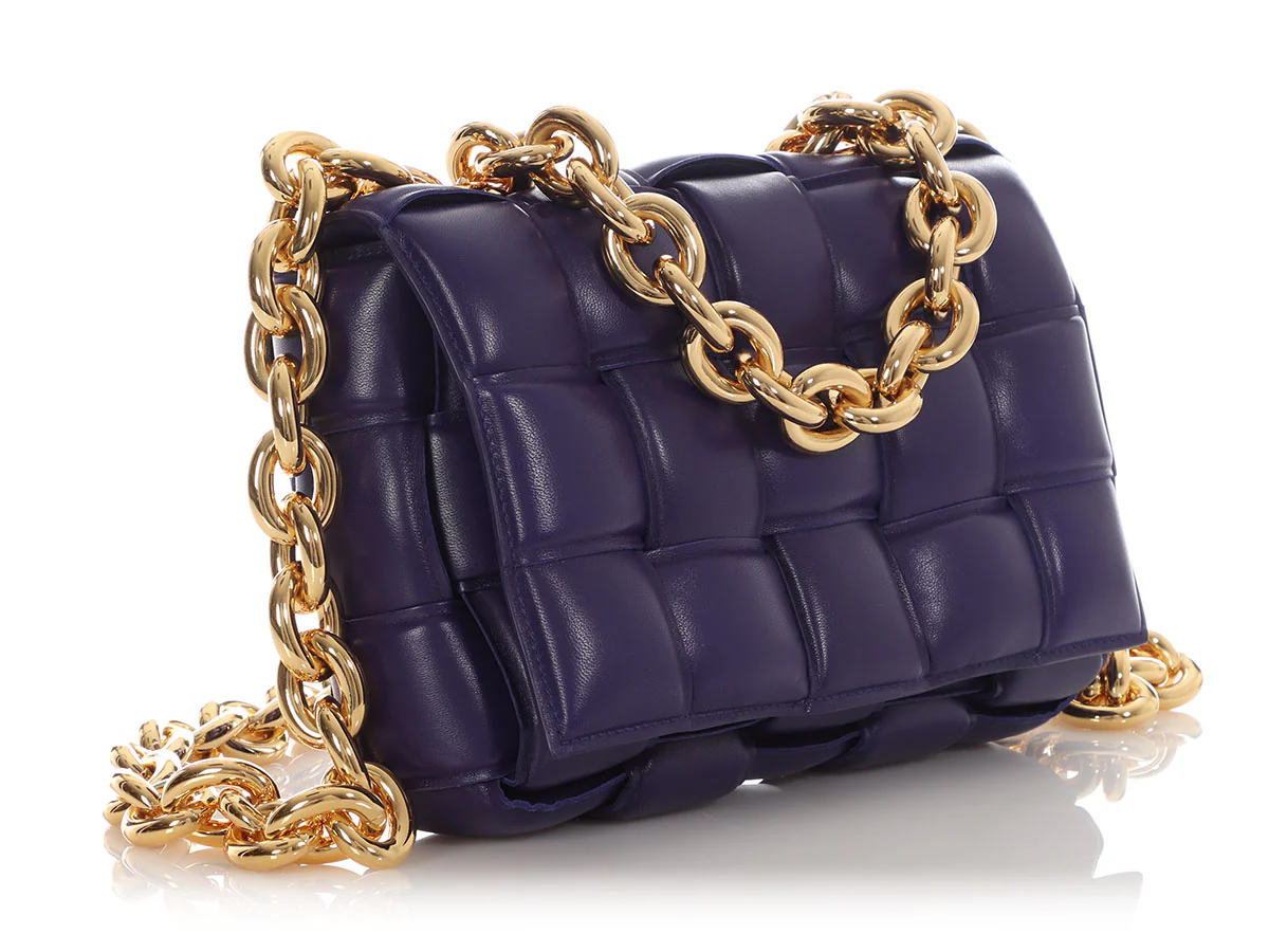 Bottega Venetta Maxi Blue Padded Chain Cassette Bag - Image 5