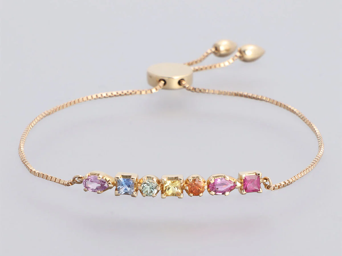 Emily and Ashley 14K Yellow Gold Multicolor Ruffle Slider Bracelet - Image 2