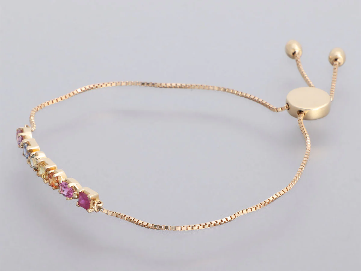 Emily and Ashley 14K Yellow Gold Multicolor Ruffle Slider Bracelet - Image 3