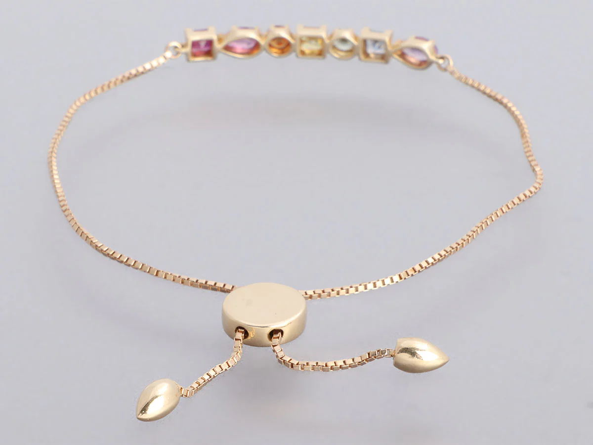 Emily and Ashley 14K Yellow Gold Multicolor Ruffle Slider Bracelet - Image 4