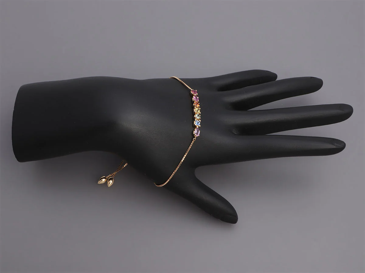 Emily and Ashley 14K Yellow Gold Multicolor Ruffle Slider Bracelet - Image 5