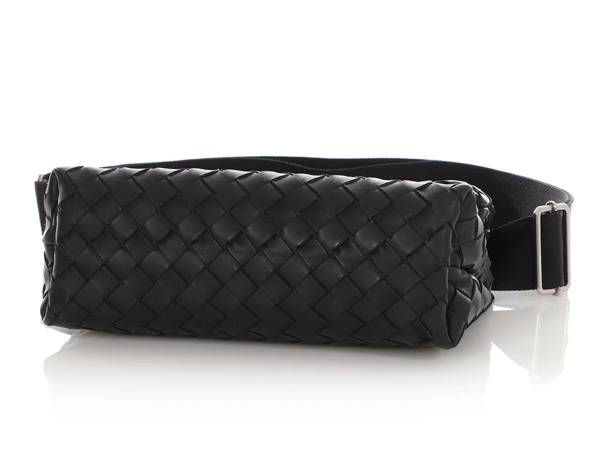 Bottega Veneta Black Intrecciato Nappa Leather Fold-Over Messenger Bag - Image 6