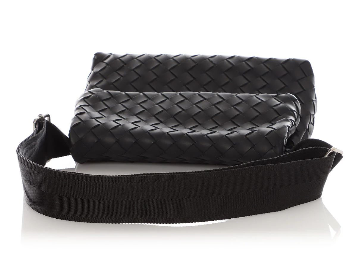 Bottega Veneta Black Intrecciato Nappa Leather Fold-Over Messenger Bag - Image 7