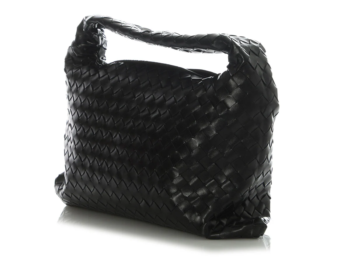 Bottega Veneta Small Black Intrecciato Hop Bag - Image 4