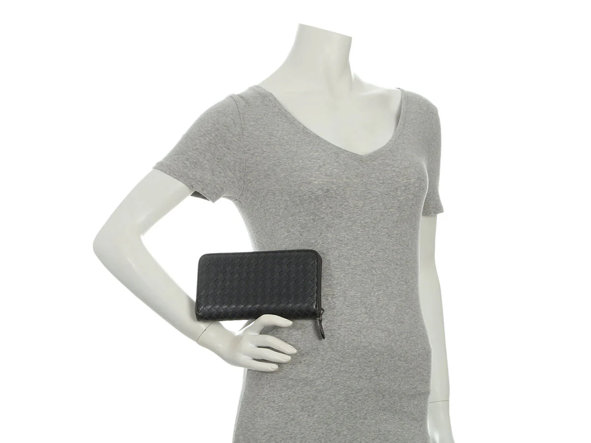 Bottega Veneta Anthracite Zip Around Continental Wallet - Image 9