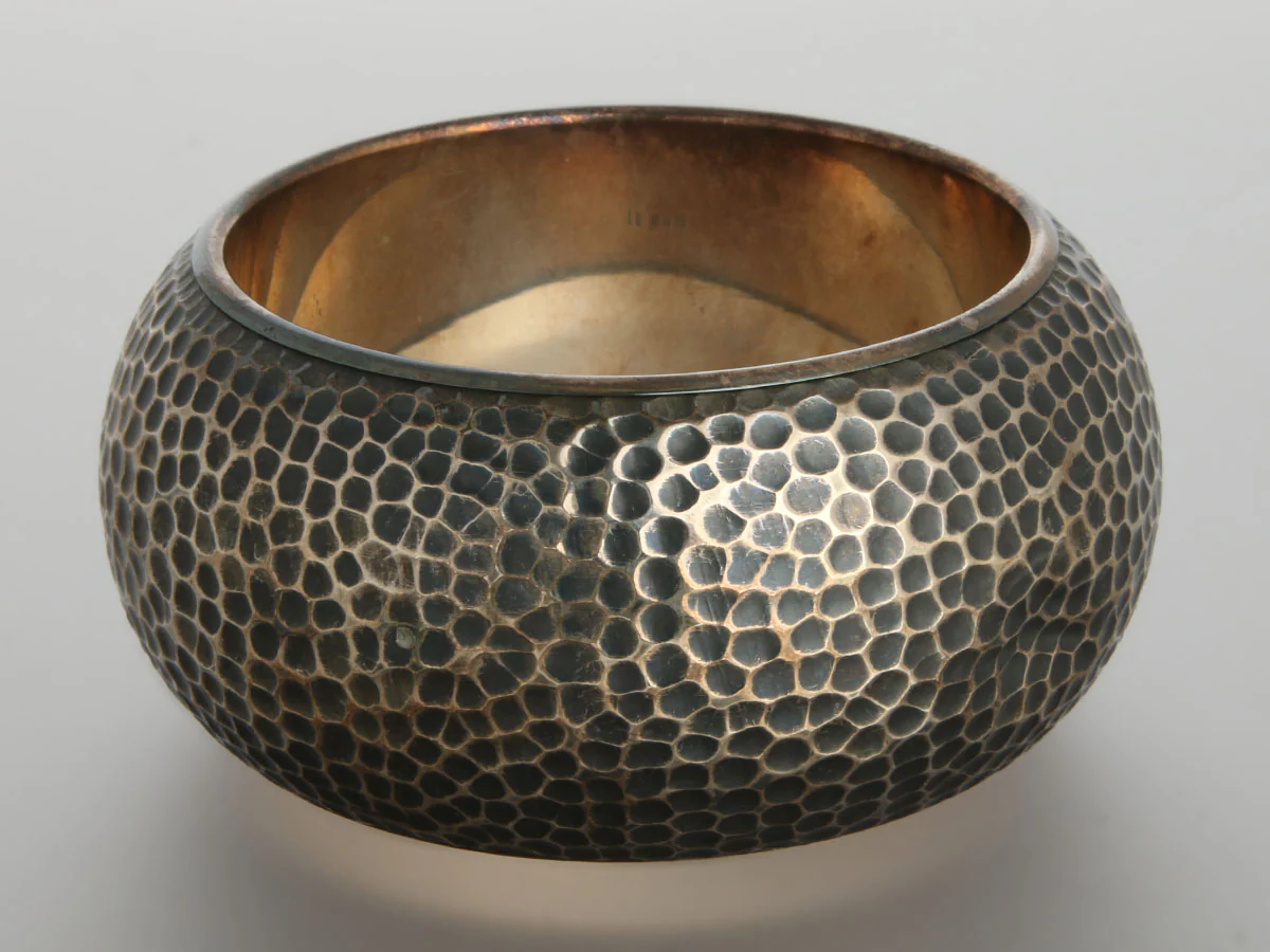 Bottega Veneta Hammered Sterling Silver Wide Bangle - Image 2