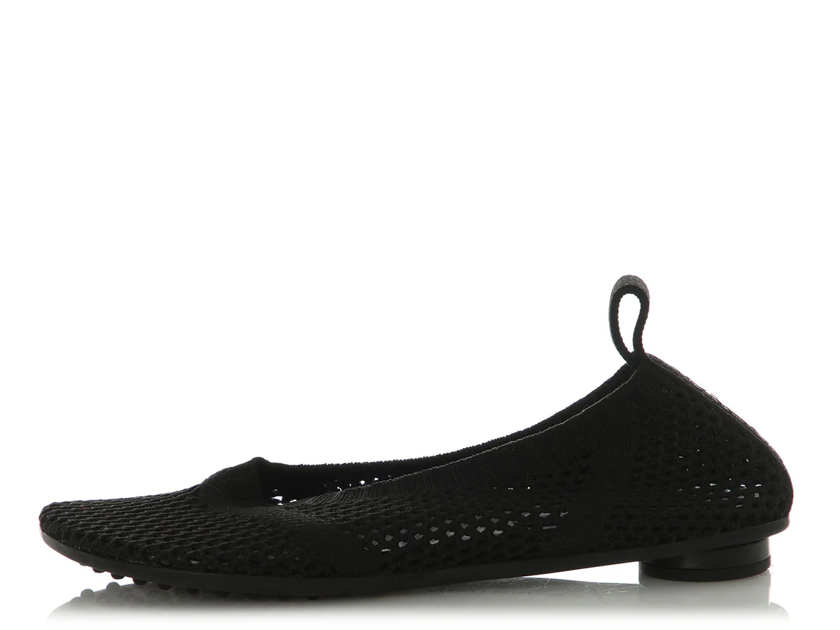 Bottega Veneta Black Atomic Mesh Ballerina Flats