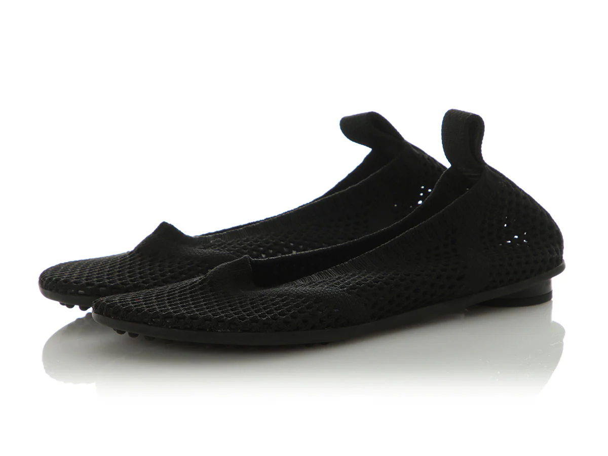Bottega Veneta Black Atomic Mesh Ballerina Flats - Image 3