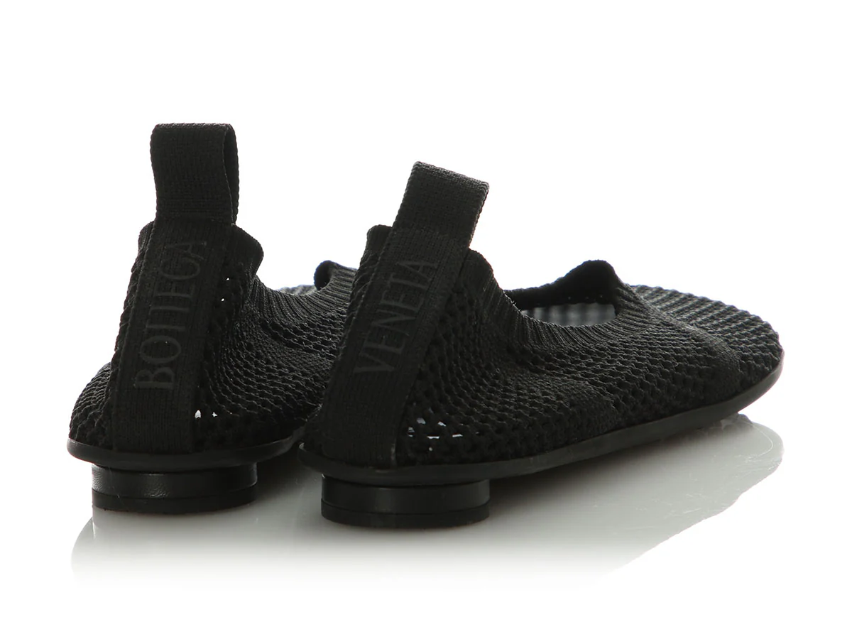 Bottega Veneta Black Atomic Mesh Ballerina Flats - Image 4