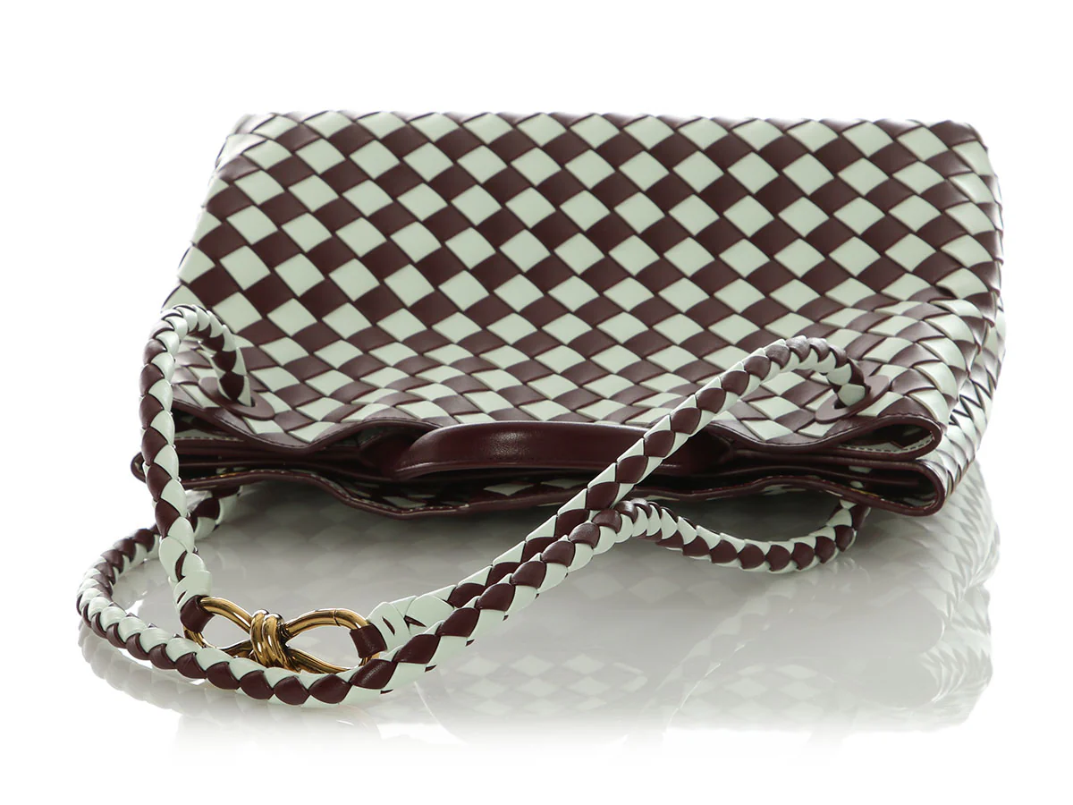 Bottega Veneta Burgundy and White Check Andiamo Tote - Image 7