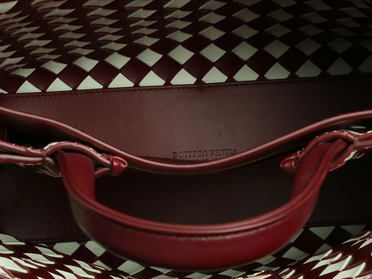 Bottega Veneta Burgundy and White Check Andiamo Tote - Image 8