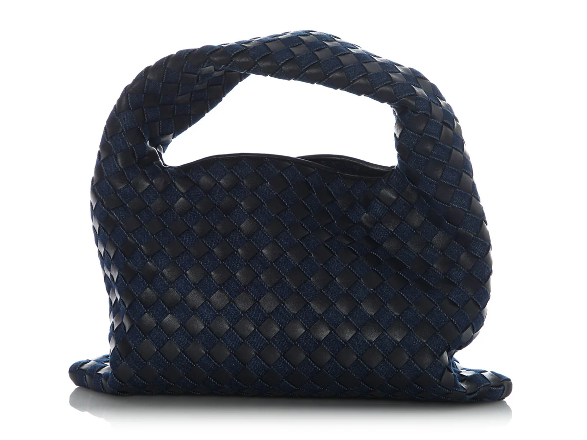 Bottega Veneta Small Abyss Denim and Leather Intrecciato Hop Bag - Image 2