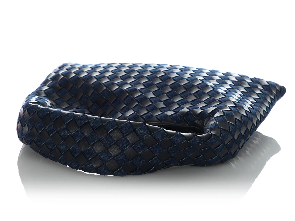 Bottega Veneta Small Abyss Denim and Leather Intrecciato Hop Bag - Image 7