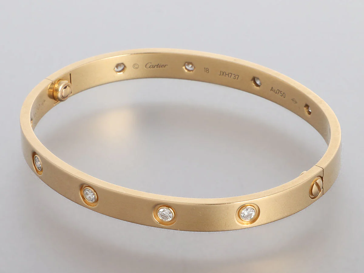Cartier 18K Yellow Gold 10 Diamond Love Bracelet 18 - Image 3